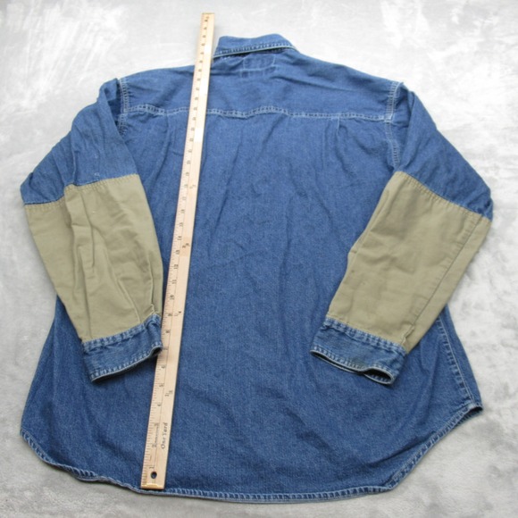 Columbia Denim Shirt Mens Large Blue Cotton Long Sleeve Button-Up Shooting VTG - Picture 9 of 14